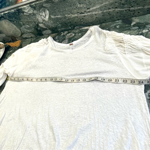 Free People Oversized Linen Cotton Blend Ruched Long Sleeves Top Sz Large - Picture 10 of 14